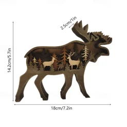 Wooden Animal Wolf Statue Creativity Wolf Totem Office Home Decorate Crafts North Forest Elk Brown Bear Ornaments