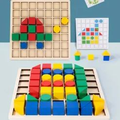 Wooden Creative Building Blocks - Develops Intellectual Skills Fosters Early Education Perfect as Halloween and Christmas Gift for Kids