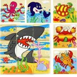 Wooden 3D Puzzle Puzzle For Children's Birthday Gifts Kindergarten Puzzle Toys Wooden 3d Building Block Six Sided Painting