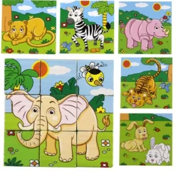 Wooden 3D Puzzle Puzzle For Children's Birthday Gifts Kindergarten Puzzle Toys Wooden 3d Building Block Six Sided Painting