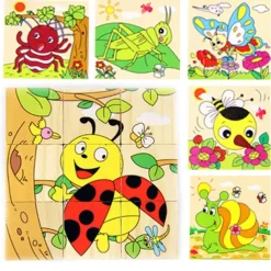 Wooden 3D Puzzle Puzzle For Children's Birthday Gifts Kindergarten Puzzle Toys Wooden 3d Building Block Six Sided Painting