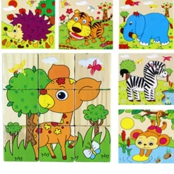Wooden 3D Puzzle Puzzle For Children's Birthday Gifts Kindergarten Puzzle Toys Wooden 3d Building Block Six Sided Painting