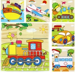 Wooden 3D Puzzle Puzzle For Children's Birthday Gifts Kindergarten Puzzle Toys Wooden 3d Building Block Six Sided Painting