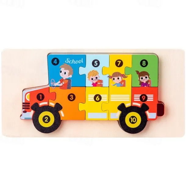 Wooden Early Education Cognition Children'S Educational Toys Building Wood Animal Transportation Shape Matching 3d Three-Dimensional Puzzle