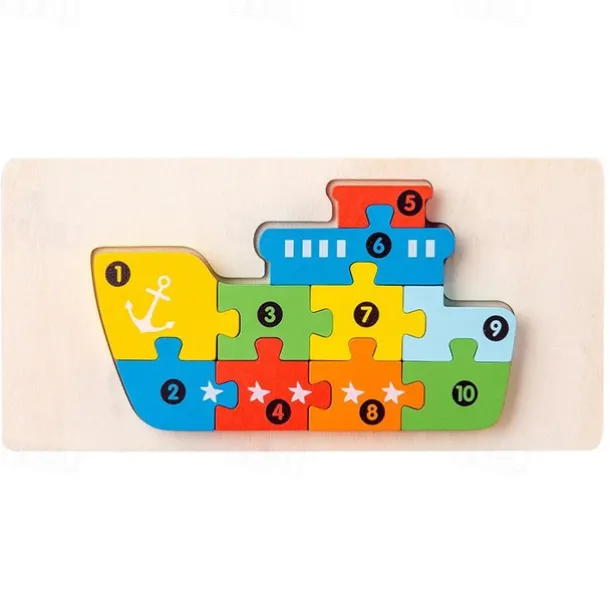 Wooden Early Education Cognition Children'S Educational Toys Building Wood Animal Transportation Shape Matching 3d Three-Dimensional Puzzle