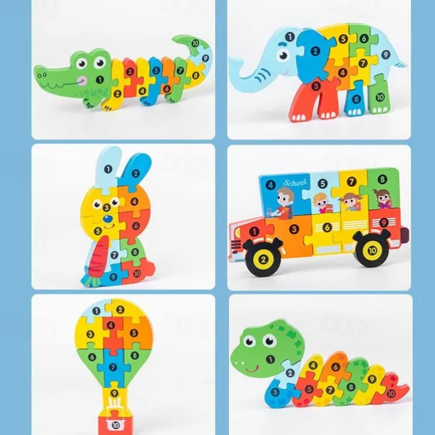 Wooden Early Education Cognition Children'S Educational Toys Building Wood Animal Transportation Shape Matching 3d Three-Dimensional Puzzle