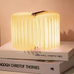 Wooden Folding Book Lamp Foldable LED Book Light 3-Light-Color Bedside Night Light for Home