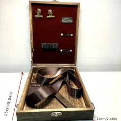 Wooden Handmade Portable Crossbody Postman Bag, Multifunctional Artist Tool Brush Storage Box (Wood Color) Gift