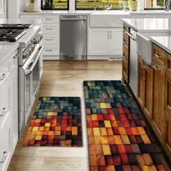 Wooden Texture Kitchen Mat Hallway Carpets Area Rugs Washable for Bedroom Living Room Kitchen Bathroom Anti-Slip Floor Mats