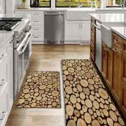 Wooden Texture Kitchen Mat Hallway Carpets Area Rugs Washable for Bedroom Living Room Kitchen Bathroom Anti-Slip Floor Mats