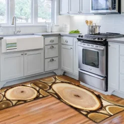 Wooden Texture Kitchen Mat Hallway Carpets Area Rugs Washable for Bedroom Living Room Kitchen Bathroom Anti-Slip Floor Mats
