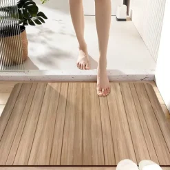 Wooden Texture Pattern Doormat Kitchen Mat Floor Mat Non-Slip Area Rug Oil Proof Rug Indoor Outdoor Mat Bedroom Decor Bathroom Mat Entrance Rug
