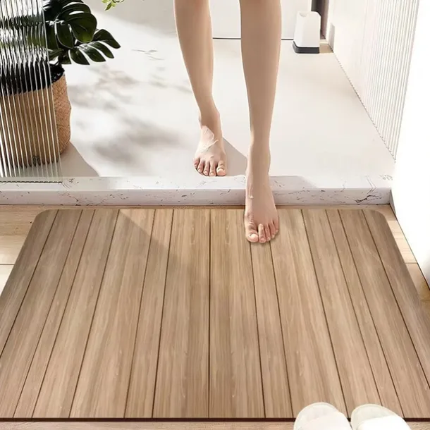 Wooden Texture Pattern Doormat Kitchen Mat Floor Mat Non-Slip Area Rug Oil Proof Rug Indoor Outdoor Mat Bedroom Decor Bathroom Mat Entrance Rug