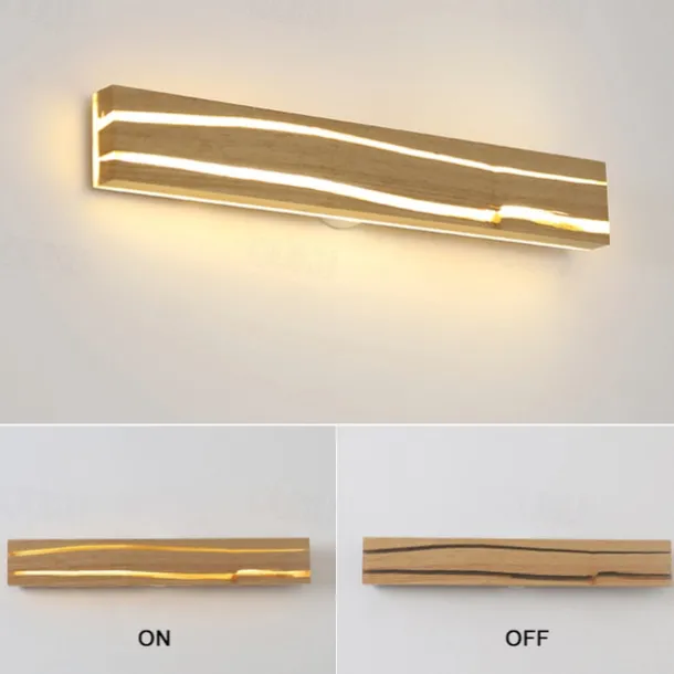 Wooden Wall Light LED Wood Crack Wall Lamp Night Light Headlight 110-240V