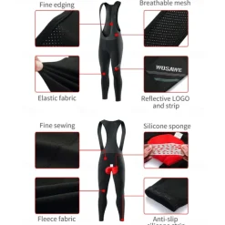 WOSAWE Autumn and Winter Outdoor Men's Bicycle Cycling Pants Sport Windproof Cold Warm Sponge Cushion Cycling Backpacking Trousers BO118