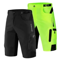 WOSAWE Men's Bike Shorts Cycling MTB Shorts Baggy Shorts Breathable Quick Dry Loose Fit Zipper Pockets Waterproof Summer bike wear Bottoms Mountain Bike MTB Road Sports Black Green