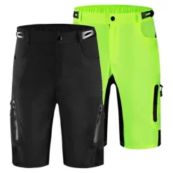 WOSAWE Men's Bike Shorts Cycling MTB Shorts Baggy Shorts Breathable Quick Dry Loose Fit Zipper Pockets Waterproof Summer bike wear Bottoms Mountain Bike MTB Road Sports Black Green
