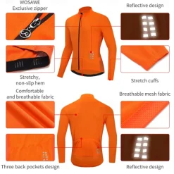 WOSAWE Spring and Autumn Men's Cycling Long Sleeve Top Quick Dry Breathable Moisture Transferring Sports Top Cycling Jersey BL248