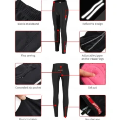 WOSAWE Spring Summer Festival Women's Bicycle Cycling Silicone Cushion Trousers Stretchy Breathable Quick Drying Moisture Transferring & Sweat Absorbing Cycling Trousers BL143