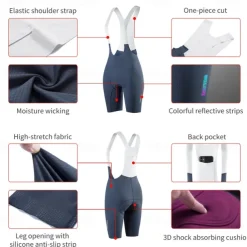 WOSAWE Spring/Summer Women's Cycling Bib Pants One-piece Cycling Pants Shorts Professional Road Bike Bib Shorts BE176