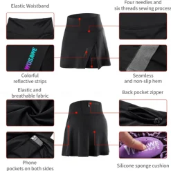 WOSAWE Summer Women's Cycling Shorts Pants Skirt Reflective Quick Dry Silicone Cushion Speed Bike Skirt