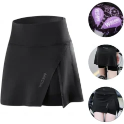 WOSAWE Women's Cycling Skort Skirt Bike Skirt Padded Shorts / Chamois Relaxed Fit Road Bike Cycling Sports Reflective Strips Sweat-Wicking Black Clothing Apparel Bike Wear