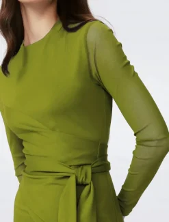 Wrap Dress Jersey Mermaid / Trumpet Cocktail Dresses Elegant Dress Formal Semi Formal Wedding Tea Length Long Sleeve Crew Neck Jersey with Bow(s)