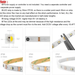 WS2812 RGBIC Addressable LED Strip Light Dream Color Strip Light 8.2FT/16.4FT 20Pixels/m Waterproof Black and White PCB Flexible DC12V Chase Effect Suitable for Indoor and Outdoor Activity Atmosphere Decoration