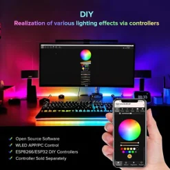 WS2812 RGBIC Addressable LED Strip Light Dream Color Strip Light 8.2FT/16.4FT 20Pixels/m Waterproof Black and White PCB Flexible DC12V Chase Effect Suitable for Indoor and Outdoor Activity Atmosphere Decoration