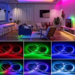WS2812 RGBIC Addressable LED Strip Light Dream Color Strip Light 8.2FT/16.4FT 20Pixels/m Waterproof Black and White PCB Flexible DC12V Chase Effect Suitable for Indoor and Outdoor Activity Atmosphere Decoration