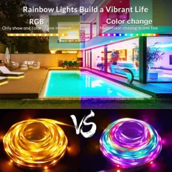 WS2812 RGBIC Addressable LED Strip Light Dream Color Strip Light 8.2FT/16.4FT 20Pixels/m Waterproof Black and White PCB Flexible DC12V Chase Effect Suitable for Indoor and Outdoor Activity Atmosphere Decoration