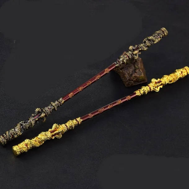 Wukong Zinc Alloy Figurine - Monkey King Great Sage Equal to Heaven Golden Cudgel 30CM Metal Ruyi Jingu Bang Staff - Game Collectible Model