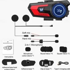 X7 Bluetooth 5.0 Motorcycle Helmet Headset Headphone Wireless Motorcycle Handsfree Stereo Earphone MP3 Speaker Waterproof