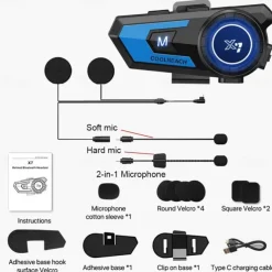 X7 Bluetooth 5.0 Motorcycle Helmet Headset Headphone Wireless Motorcycle Handsfree Stereo Earphone MP3 Speaker Waterproof
