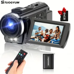16X Digital Zoom Ultra HD 30FPS Digital Video Camera Camcorder with 3inch IPS 270 Degrees Rotation Screen Remote Control and 1500mah Battery for Vlogging