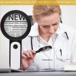 30X Handheld Reading Magnifying Glass Illuminated Magnifier Microscope Lens Jewelry Watch Loupe Magnifier With LED Light