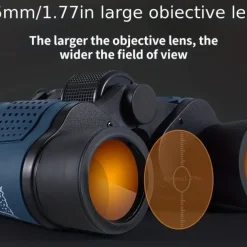 60x60 High-power Binoculars With Coordinates BAK4 Portable Telescope Low Light Night Vision Hunting Sports Tourism Sightseeing Objective 36mm Eyepiece 16mm Magnification 10x