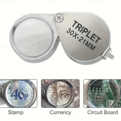 30x Jewelry Magnifying Glasses Pocket Folding Magnifier Mini Diamond Loupe Lens Triplet Eye Glass Tool Reading Magnifier