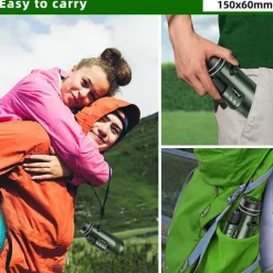 50x60 Monocular Telescope Phone Camera Waterproof Monocular Focus with Single Hand Clear Low Light Night Vision for Star Watching Ball Games Sightseeing Travel Camping Hiking Smartphone Adapter