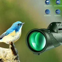 50x60 Monocular Telescope Phone Camera Waterproof Monocular Focus with Single Hand Clear Low Light Night Vision for Star Watching Ball Games Sightseeing Travel Camping Hiking Smartphone Adapter