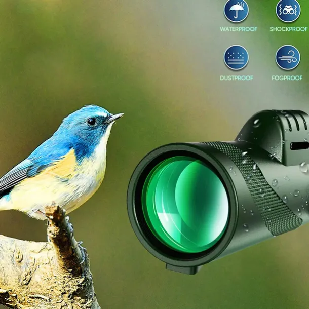 50x60 Monocular Telescope Phone Camera Waterproof Monocular Focus with Single Hand Clear Low Light Night Vision for Star Watching Ball Games Sightseeing Travel Camping Hiking Smartphone Adapter