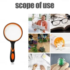 10X Portable Magnifier Glass Lens Handheld Rubber Handle High Magnifying Glass for Reading Newspaper Jewelry Eye Loupe Glass, Back to School Gift