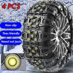 4X Snow Chains Auto Traction Aid Snow Ice Tire Spikes Snow Chain Winter