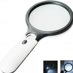 3X 45X Lenses Magnifier 3 LED Light Handheld Reading Magnifying Glass Lens Jewelry Watch Loupe Reading Lens Magnification Aid,Reading Magnifier For The Elderly