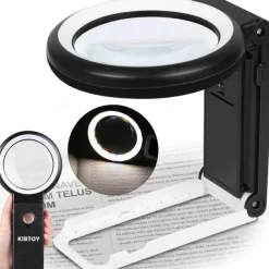 30X 10X Magnifying Glass with Light and Stand Foldable Handheld Magnifying Glass 18 LED Illuminated Lighted Magnifier for Macular Degeneration Seniors Reading Close Work