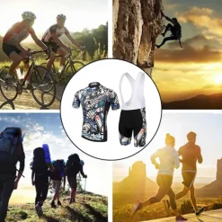 XINTOWN Men's Cycling Jersey with Bib Shorts Cycling Jersey Set Short Sleeve Mountain Bike MTB Road Bike Cycling Winter Black Blue Mint Green Bike Bib Shorts Jersey Clothing Suit 3D Pad Breathable