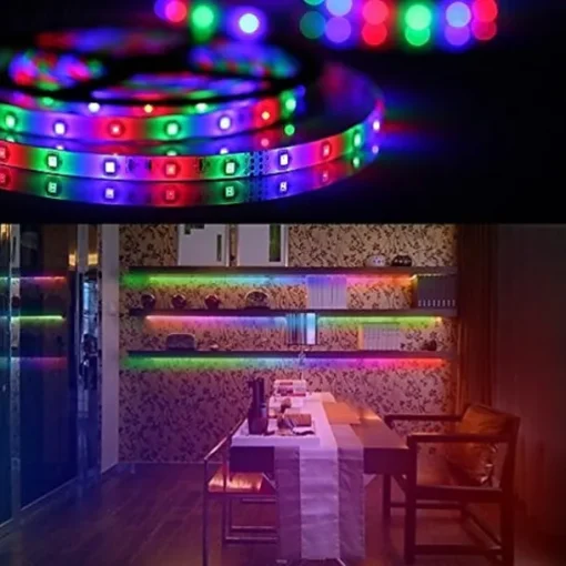 (2x5M)10M 32.8ft LED Light Strips RGB TV Backlight Bedroom Kitchen Christmas DIY Decor 2835 600SMD Color Changing with 44 Key IR Remote Home Kitchen DC 12V