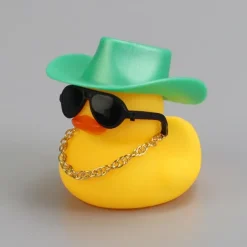 Yellow Duck Dashboard Ornament - Car Styling Accessories with Cowboy Hat, Sunglasses, and Necklace - Unique Auto Internal Decoration
