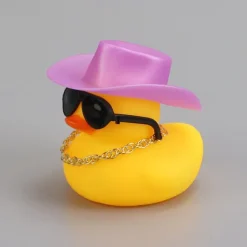 Yellow Duck Dashboard Ornament - Car Styling Accessories with Cowboy Hat, Sunglasses, and Necklace - Unique Auto Internal Decoration