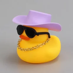 Yellow Duck Dashboard Ornament - Car Styling Accessories with Cowboy Hat, Sunglasses, and Necklace - Unique Auto Internal Decoration